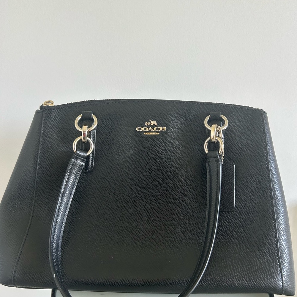 Coach Black Shoulder Bag with Gold Accents